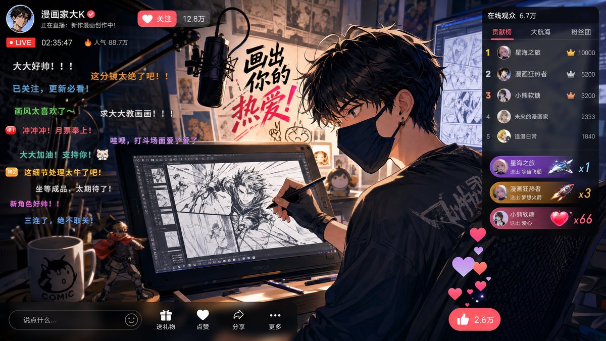 三叶草Ed669漫画 - 漫画家直播创作全过程视频回放